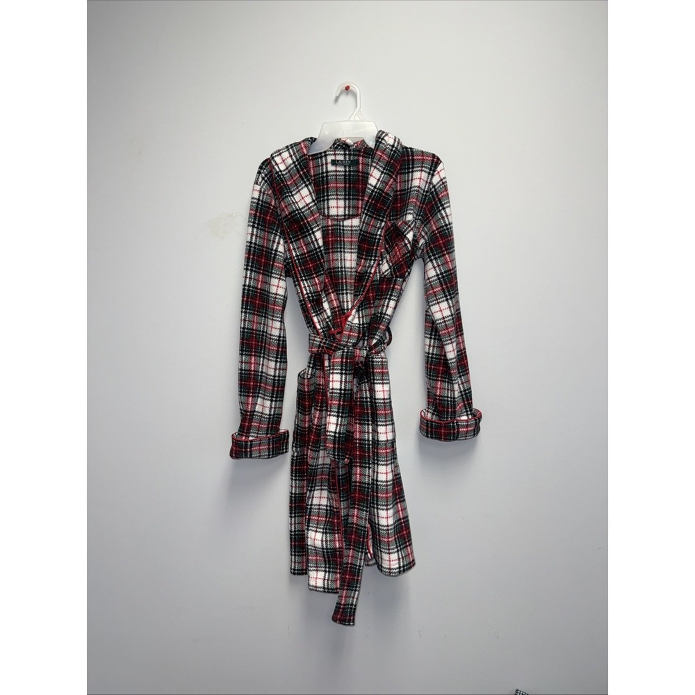 Lauren Ralph Lauren Womens Plush Robe Size S Tartan Plaid Logo Classic Preppy